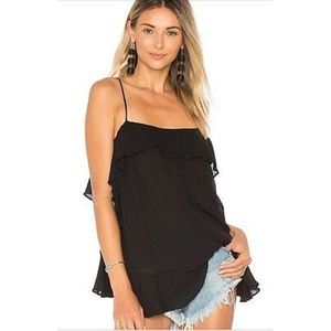 Free People Cascades Ruffle Cami in Black Size L